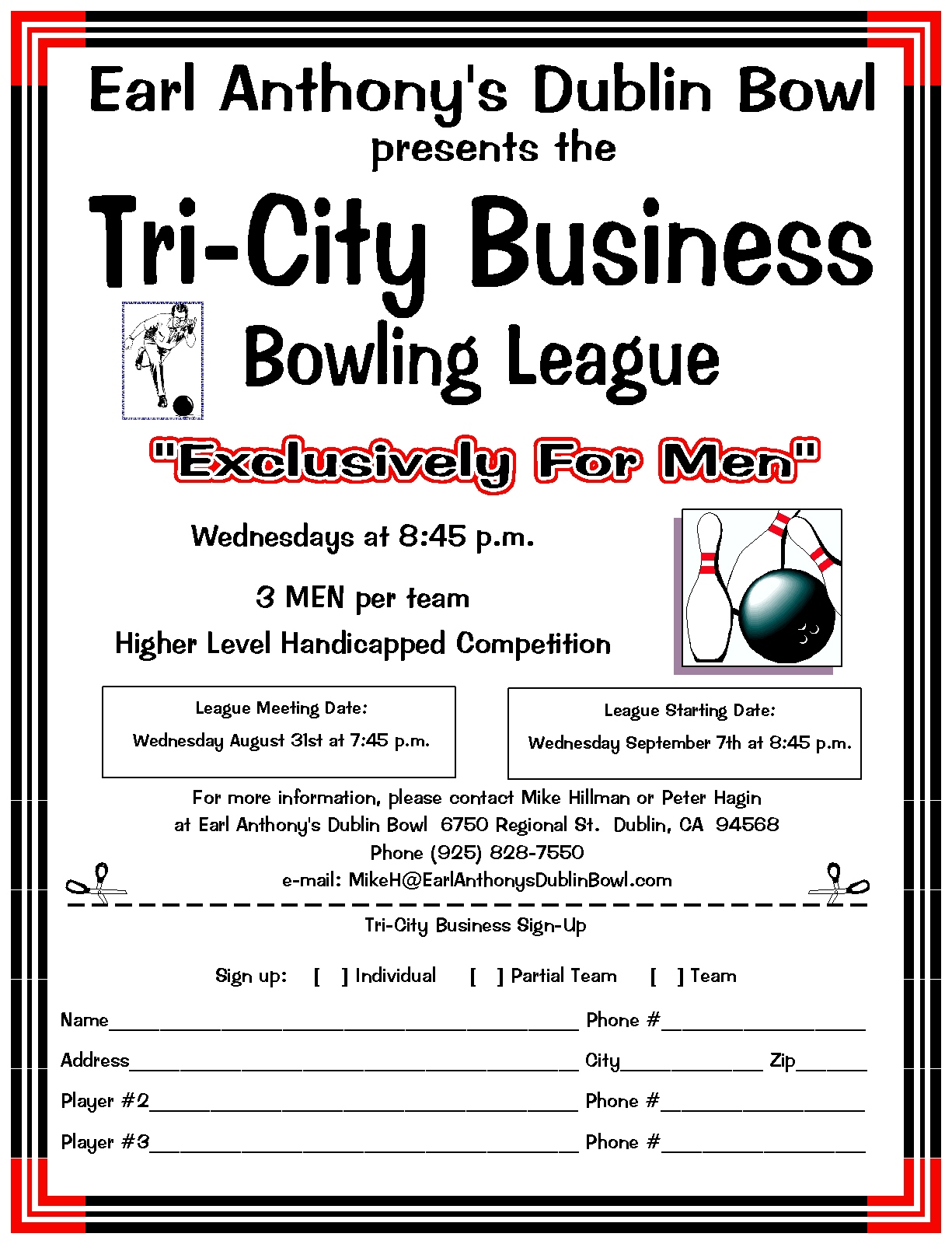 League Schedules Earl Anthony's Dublin Bowl CA, 94568